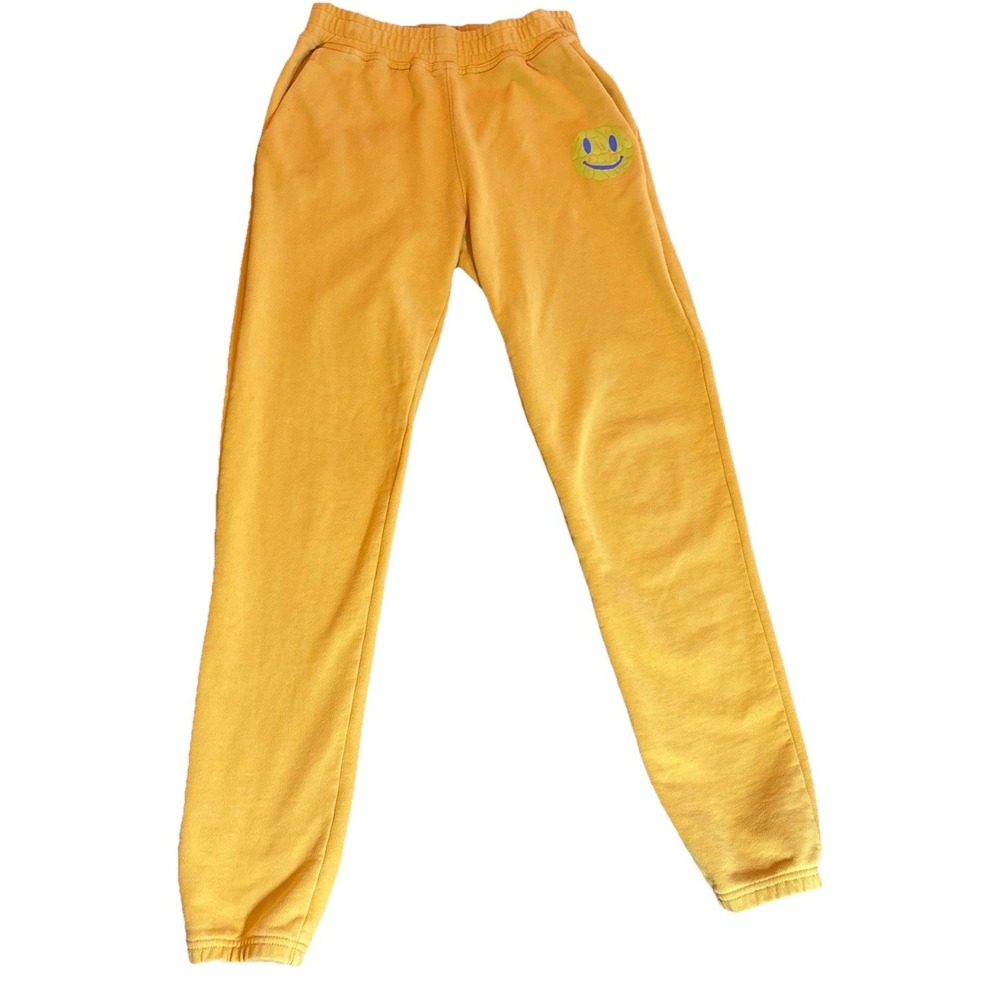 Outdoor Voices Sweatpants Women's Yellow Excellent Smiley Face Graphic Sz XS